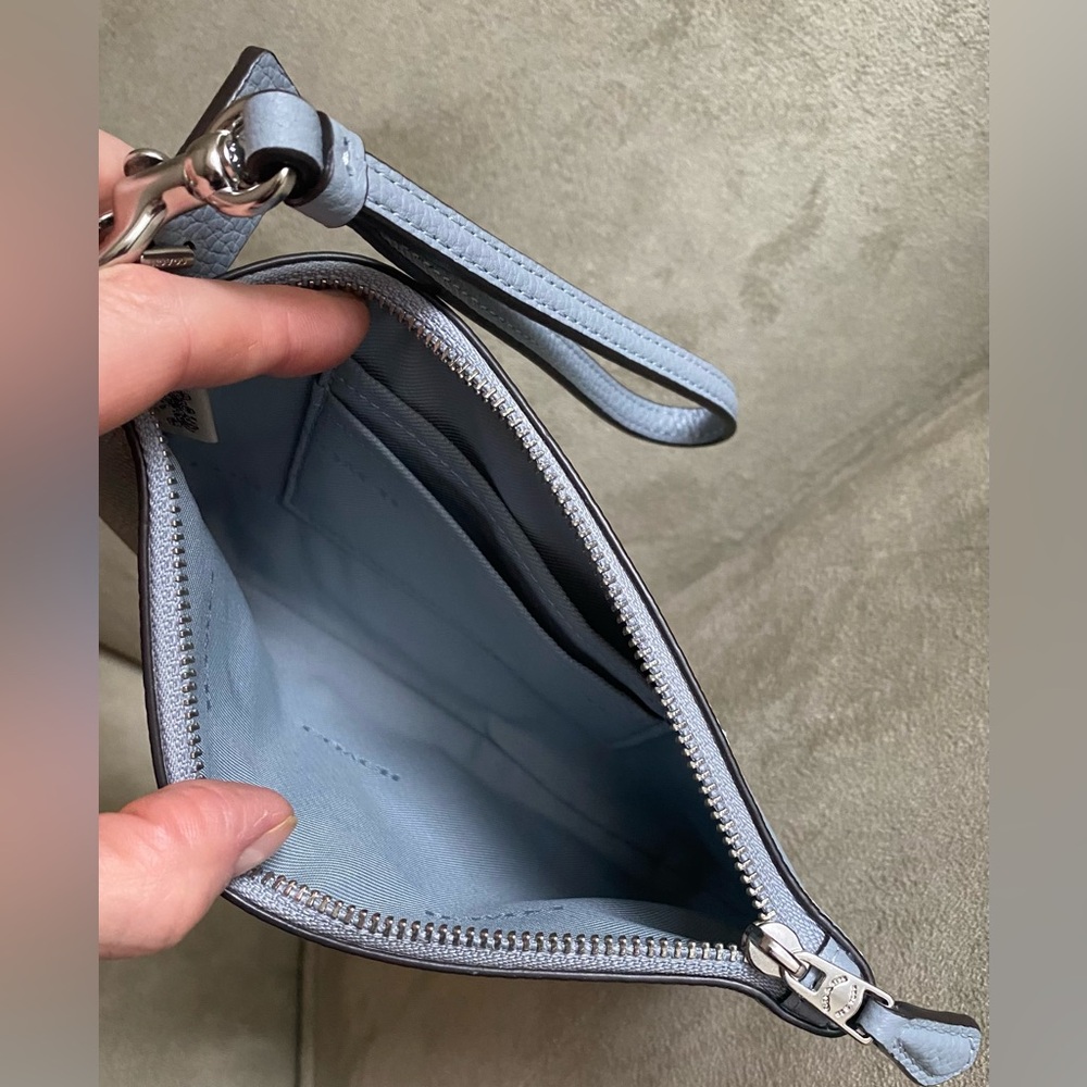 Coach Wristlet in Grey Blue Pebble Leather - Picture 4 of 9